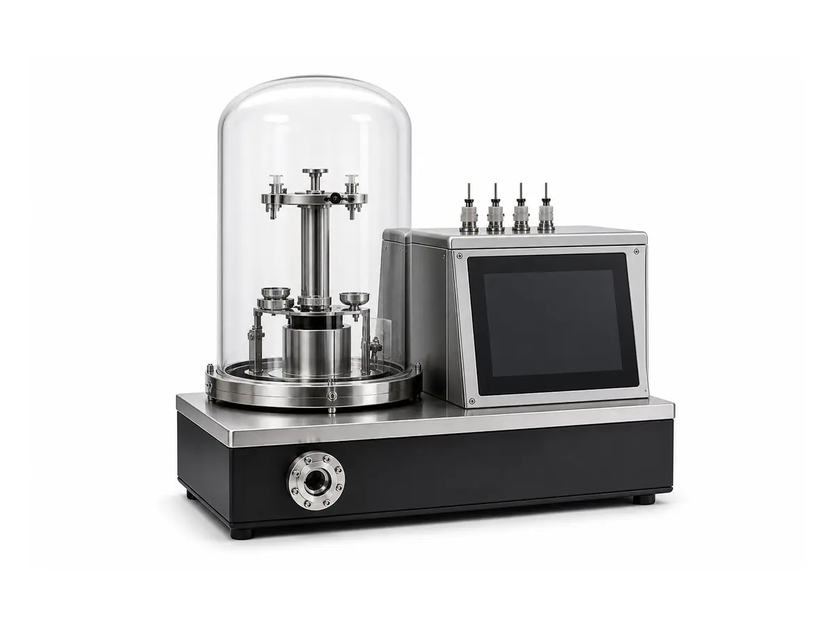 Representation of a compact benchtop thermal evaporator